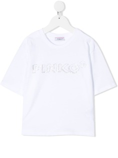 Pinko Kids футболка с декорированным логотипом