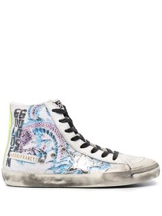 Golden Goose кеды с эффектом потертости и графичным принтом