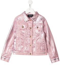 Versace Kids джинсовая куртка с эффектом металлик