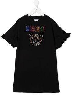 Moschino Kids платье-футболка с декорированным логотипом
