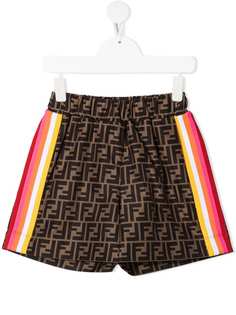 Fendi Kids шорты с узором FF и лампасами
