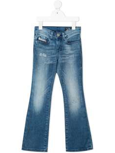 Diesel Kids расклешенные джинсы с эффектом потертости