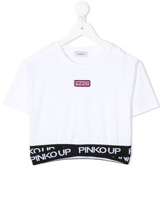 Pinko Kids укороченная футболка с логотипом