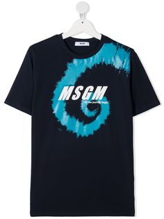 MSGM Kids футболка с принтом тай-дай и логотипом