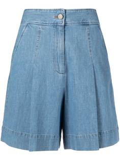 A.P.C. джинсовые шорты с завышенной талией и складками