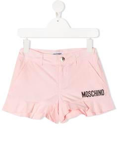 Moschino Kids шорты с оборками и логотипом