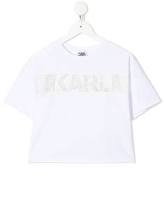 Karl Lagerfeld Kids укороченная футболка с логотипом