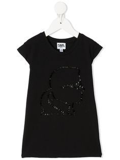 Karl Lagerfeld Kids футболка с логотипом из бисера