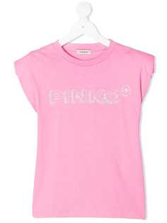 Pinko Kids футболка с декорированным логотипом