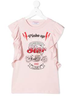Pinko Kids футболка с графичным принтом и драпировкой