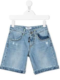 MSGM Kids джинсовые шорты с эффектом потертости