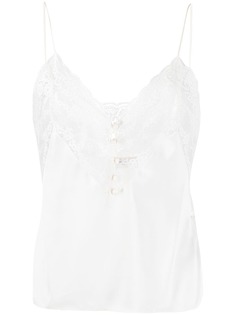 Saint Laurent топ без рукавов с кружевной отделкой