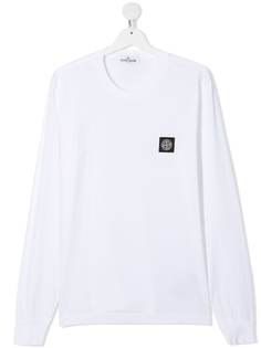 Stone Island Junior топ с нашивкой-логотипом