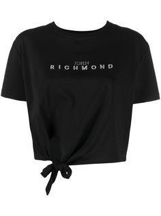 John Richmond футболка с вышитым логотипом и завязками