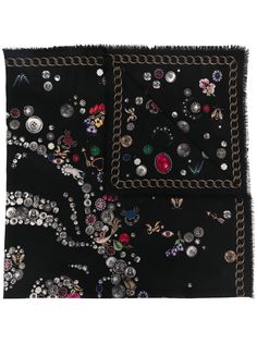 Alexander McQueen платок с принтом Skull и бахромой