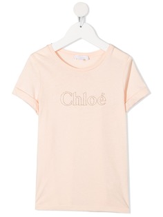 Chloé Kids футболка с вышитым логотипом