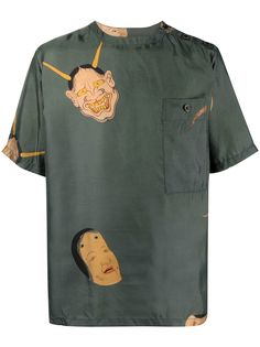Uma Wang футболка с нагрудным карманом и принтом