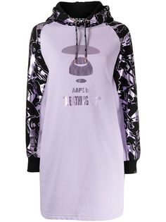 AAPE BY *A BATHING APE® платье-трапеция с капюшоном и графичным принтом