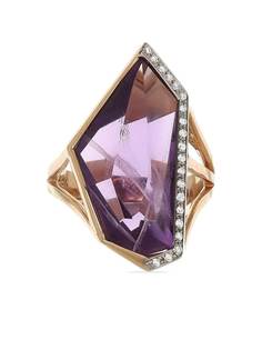Jorge Adeler кольцо Mirror Cut Shank с бриллиантами и аметистом