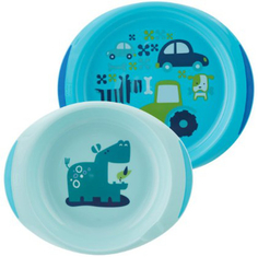 Набор детской посуды Chicco 12+, 2 тарелки, голубые (340728211) (00016002200000)