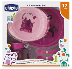 Набор детской посуды Chicco 12+, 5 предметов, розовый (340624057) (00016201100000)