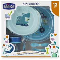 Набор детской посуды Chicco 12+, 5 предметов, голубой (340624058) (00016201200000)
