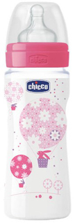 Бутылочка для кормления Chicco Well-Being Girl, 4+, 330 мл, розовая (310205122) (00020635100050)