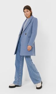 Stradivarius Базовое Пальто Небесно-Голубой S