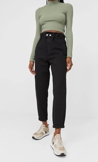 Stradivarius Джинсы Свободного Кроя Из Твила Женская Коллекция Черный Xl
