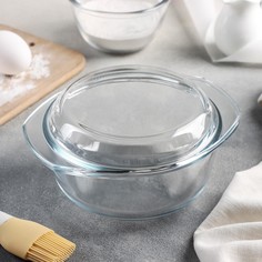 Кастрюля жаропрочная с крышкой доляна, 0,8 л, 19,9×16,2×9,8 см