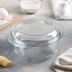 Кастрюля жаропрочная с крышкой доляна, 1,2 л, 22,3×18,6×11,2 см