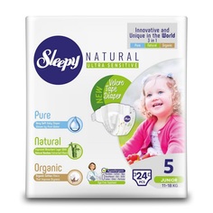 Подгузники Sleepy Natural Organic Baby Diaper (11-18 кг) шт.