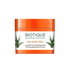 Biotique, Солнцезащитный крем для лица Bio Aloe Vera, 50 г