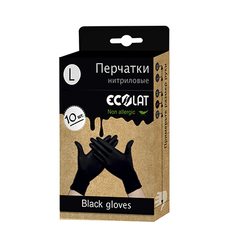 EcoLat, Перчатки нитриловые, черные, размер L, 10 шт.