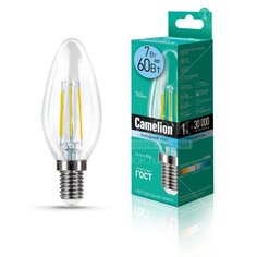 Лампа светодиодная Camelion свеча LED7-C35-FL/845 7 Вт Е14 холодный белый свет