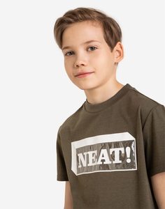 Хаки футболка с принтом Neat для мальчика Gloria Jeans