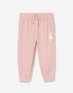Розовые брюки-джоггеры с принтом для девочки Gloria Jeans