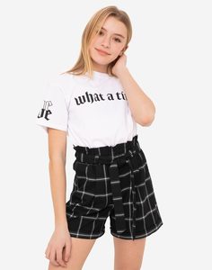 Клетчатые шорты Paperbag для девочки Gloria Jeans