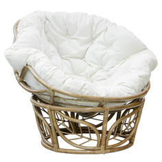 Кресло-папасан Rattan grand brown с подушкой белое