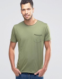 Однотонная футболка с необработанным краем Brave Soul-Зеленый