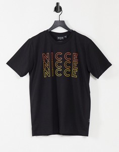 Черная футболка с принтом на груди Nicce trois-Черный цвет