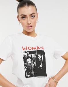 Белая футболка с надписью «Woman» French Connection-Белый