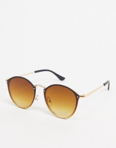 Круглые солнцезащитные очки с золотистой оправой SVNX-Золотистый