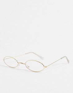 Овальные солнцезащитные очки в золотистой оправе с прозрачными стеклами SVNX-Золотистый