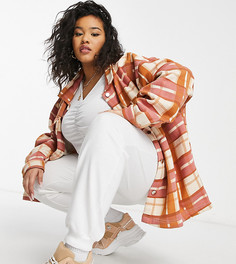 Оранжевая oversized-рубашка в клетку Lasula Plus-Оранжевый цвет