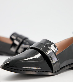 Черные лакированные туфли на плоской подошве RAID Wide Fit Norah-Черный цвет