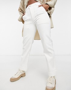 Кремовые брюки прямого кроя с высокой талией Lacoste-Белый