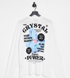 Лонгслив в стиле унисекс с принтом «Crystal Power» COLLUSION Unisex-Белый
