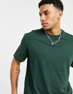 Зеленая футболка в стиле oversized из плотного материала Selected Homme-Зеленый цвет