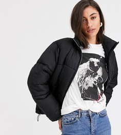 Черный укороченный пуховик свободного кроя New Look Tall